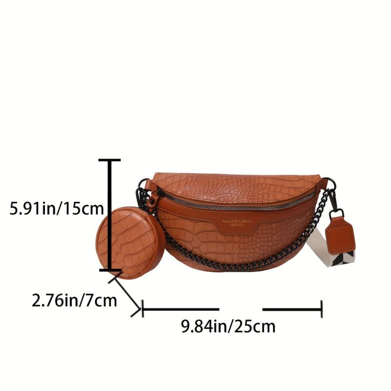 Crocodile Pattern Waist Bag Set Crossbody Bag With Coin Purse