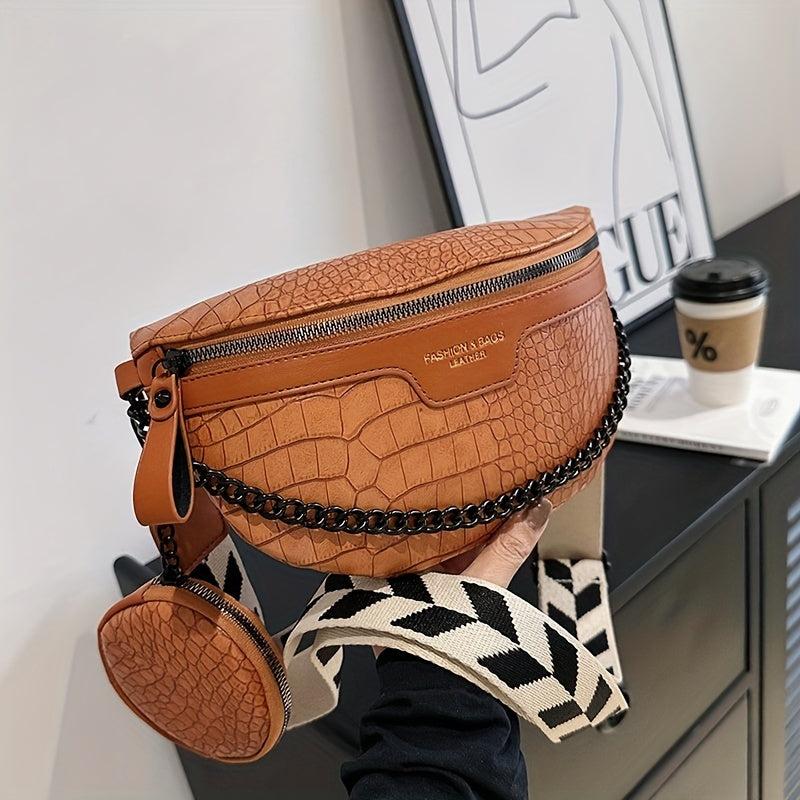 Crocodile Pattern Waist Bag Set Crossbody Bag With Coin Purse