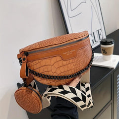 Crocodile Pattern Waist Bag Set Crossbody Bag With Coin Purse