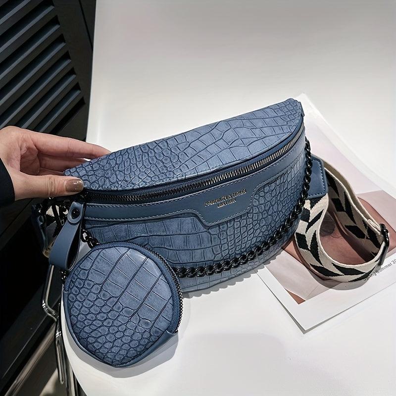 Crocodile Pattern Waist Bag Set Crossbody Bag With Coin Purse