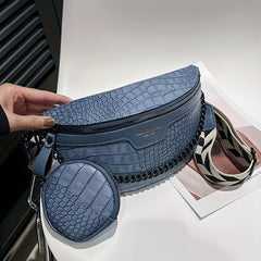 Crocodile Pattern Waist Bag Set Crossbody Bag With Coin Purse