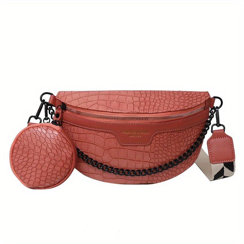Crocodile Pattern Waist Bag Set Crossbody Bag With Coin Purse
