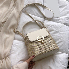 Straw Weaving Crossbody Bag with Portable Handle