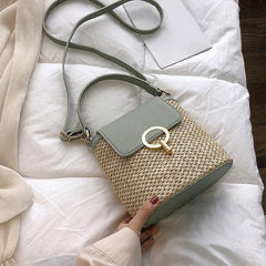 Straw Weaving Crossbody Bag with Portable Handle