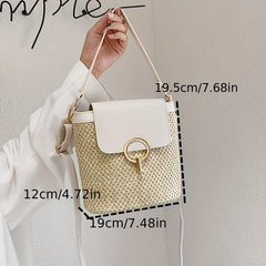 Straw Weaving Crossbody Bag with Portable Handle