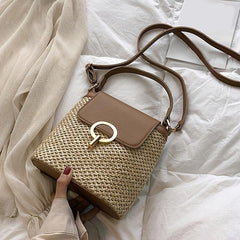 Straw Weaving Crossbody Bag with Portable Handle