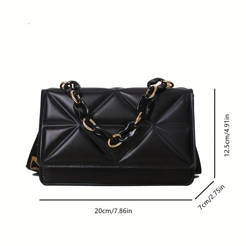 Argyle Embossed Crossbody Bag Wide Strap Shoulder Bag