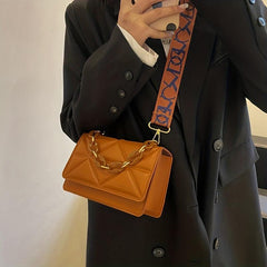 Argyle Embossed Crossbody Bag Wide Strap Shoulder Bag