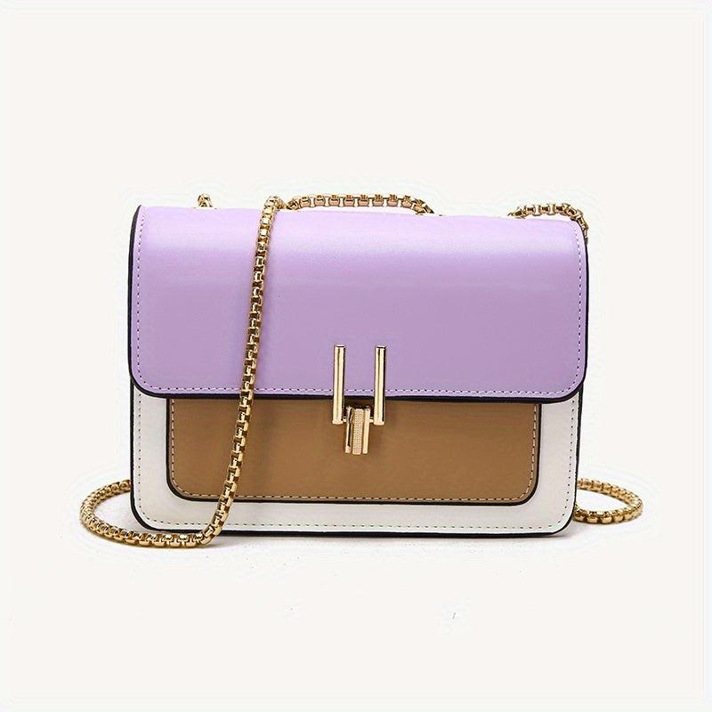 Contrast Crossbody Chain Shoulder Bag Mini Flap Purse
