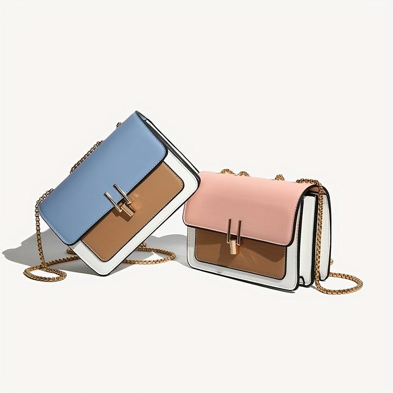 Contrast Crossbody Chain Shoulder Bag Mini Flap Purse
