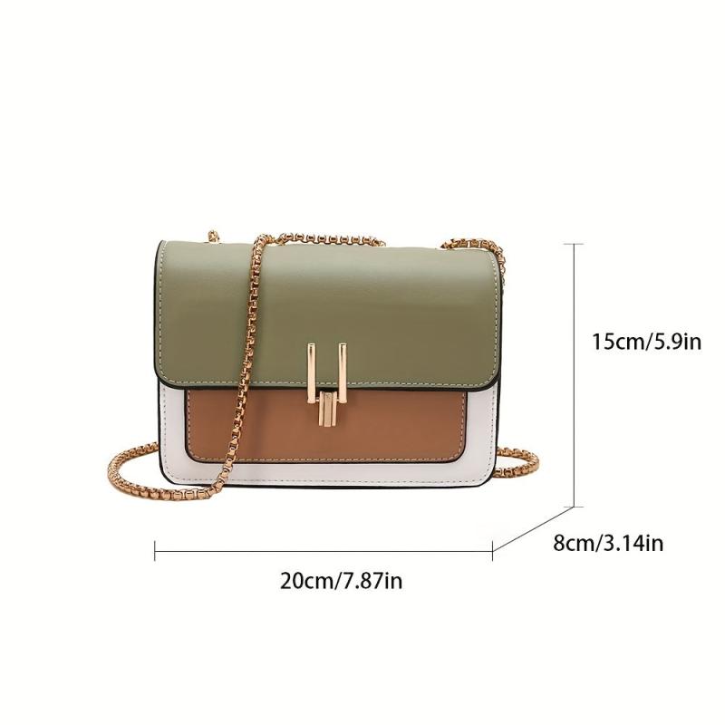 Contrast Crossbody Chain Shoulder Bag Mini Flap Purse