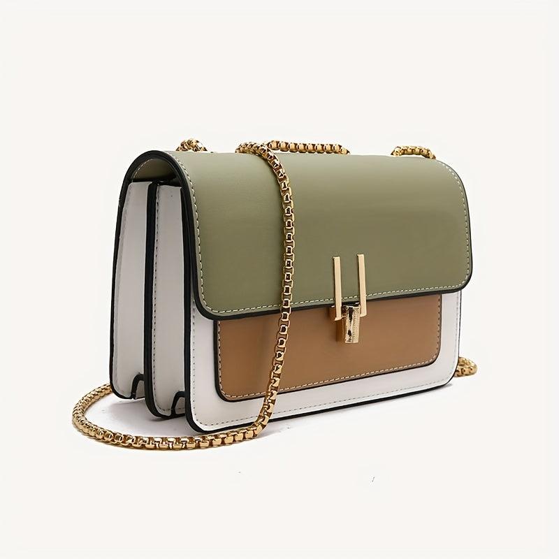 Contrast Crossbody Chain Shoulder Bag Mini Flap Purse