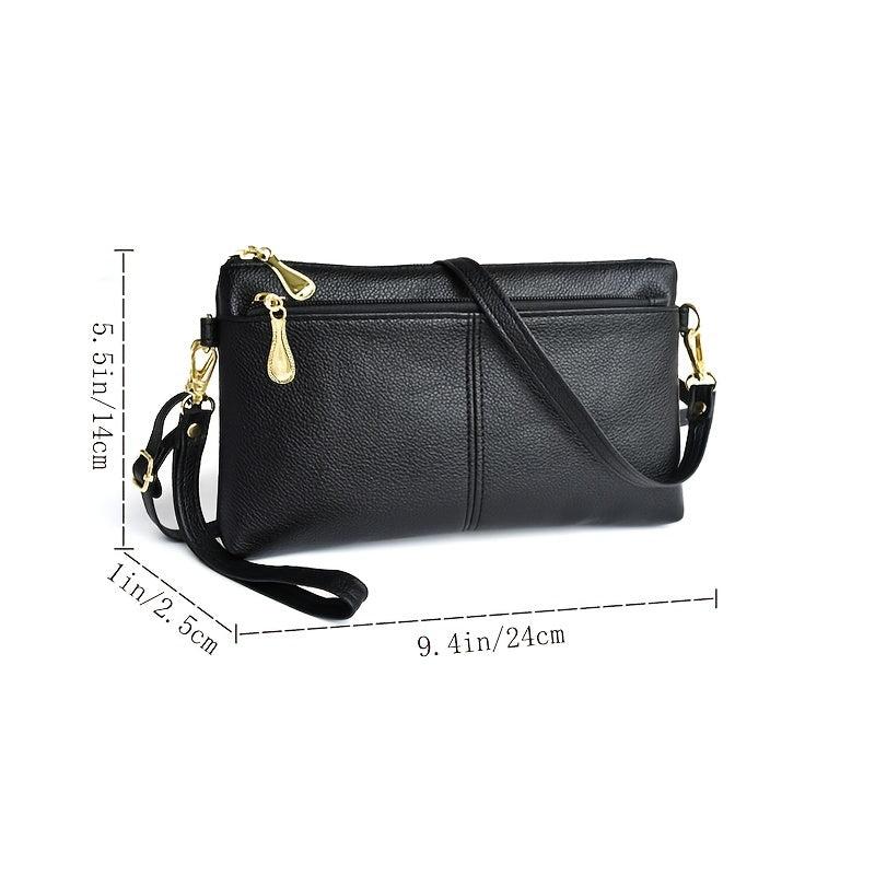 Women's Double Zipper Crossbody Bag Clutch Purse Square Wrist Wallet