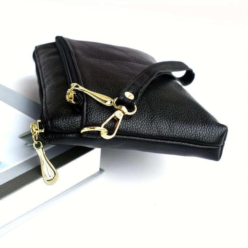 Women's Double Zipper Crossbody Bag Clutch Purse Square Wrist Wallet