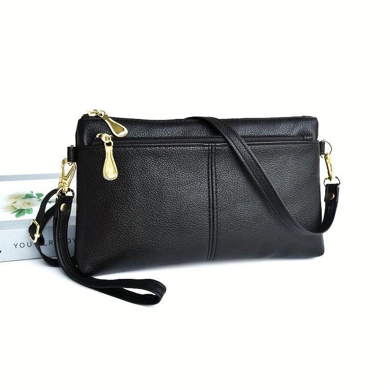 Women's Double Zipper Crossbody Bag Clutch Purse Square Wrist Wallet