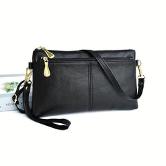Women's Double Zipper Crossbody Bag Clutch Purse Square Wrist Wallet
