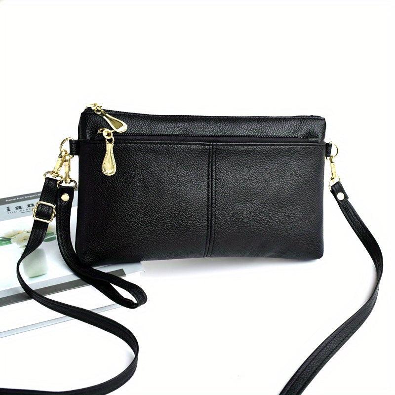 Women's Double Zipper Crossbody Bag Clutch Purse Square Wrist Wallet