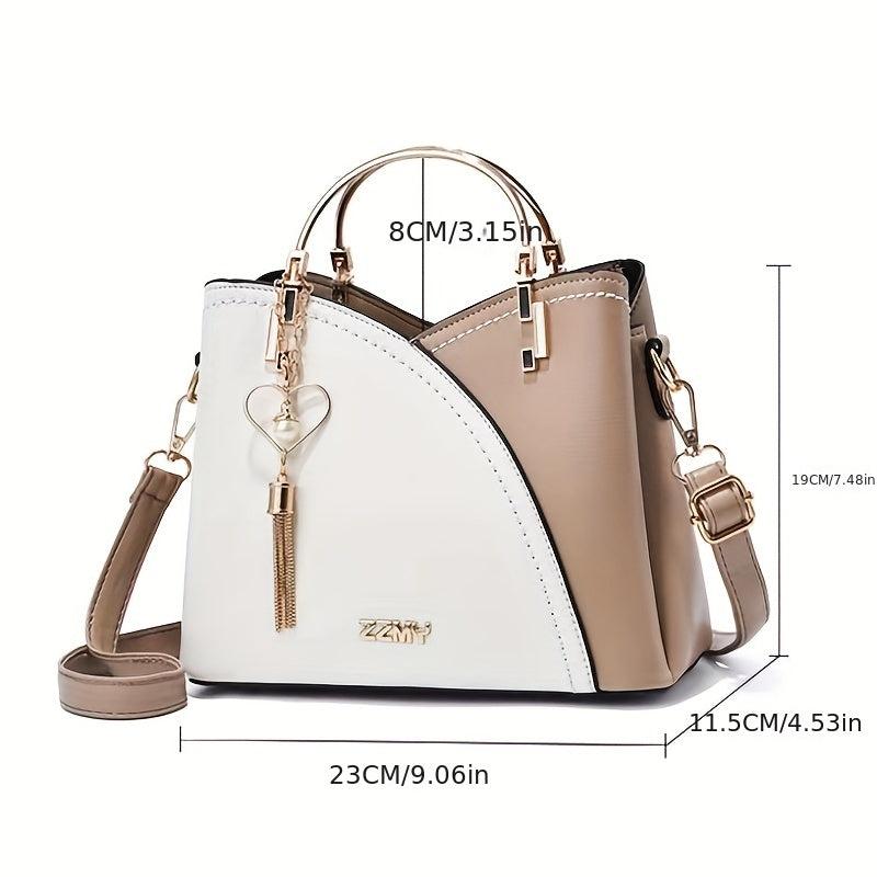 Colorblock Handbags Tassel Crossbody Bag Top Ring Purse