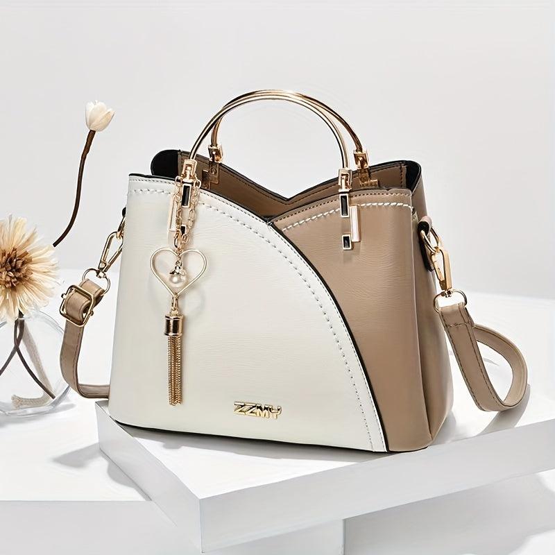 Colorblock Handbags Tassel Crossbody Bag Top Ring Purse