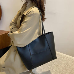 Women's Solid Tote Bag Faux Leather Shoulder Purse