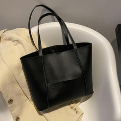 Women's Solid Tote Bag Faux Leather Shoulder Purse