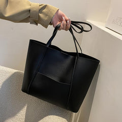 Women's Solid Tote Bag Faux Leather Shoulder Purse