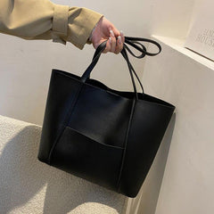 Women's Solid Tote Bag Faux Leather Shoulder Purse