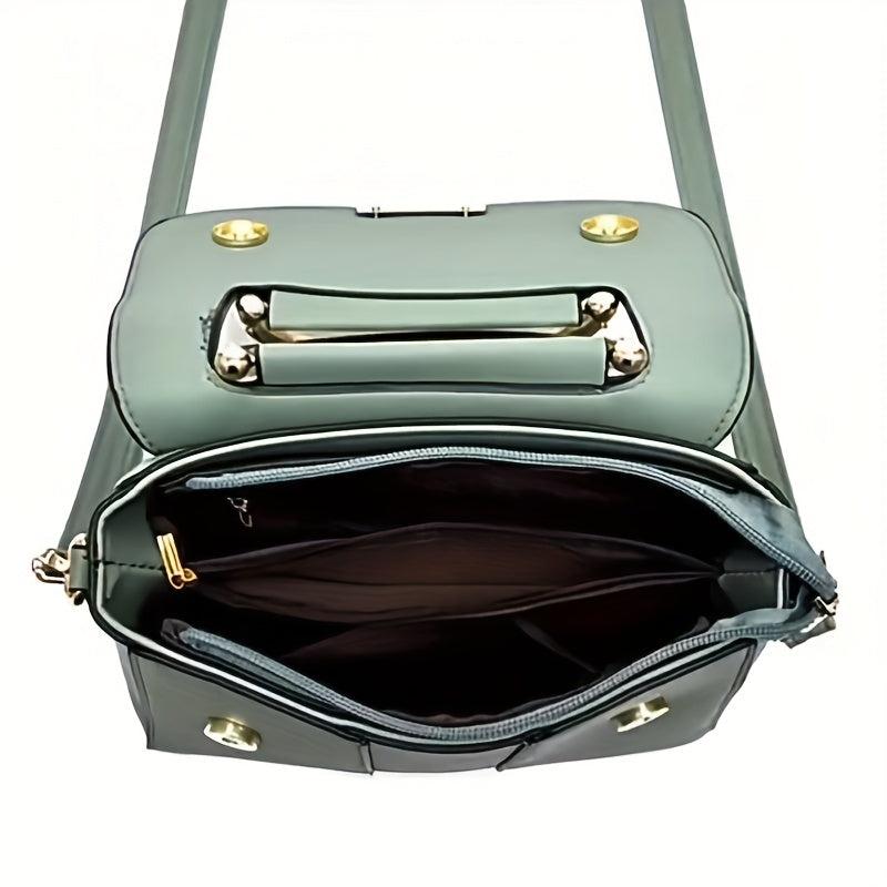 Women's Buckle Decor Shoulder Bag Large Capacity Hand Bag