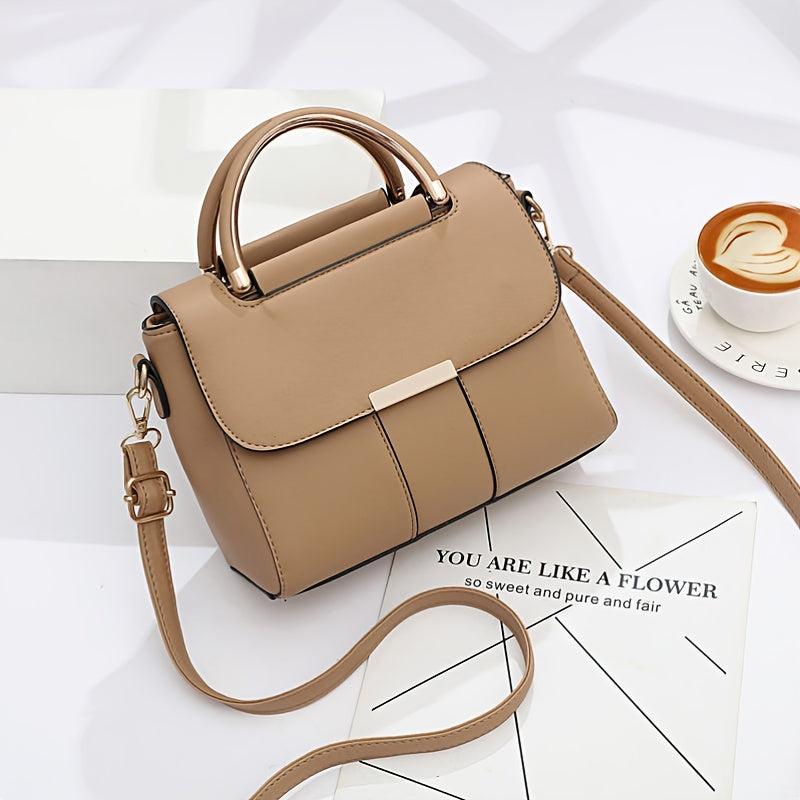 Women's Buckle Decor Shoulder Bag Large Capacity Hand Bag