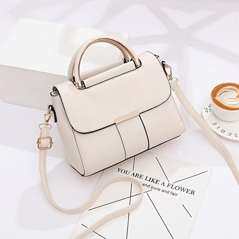 Women's Buckle Decor Shoulder Bag Large Capacity Hand Bag