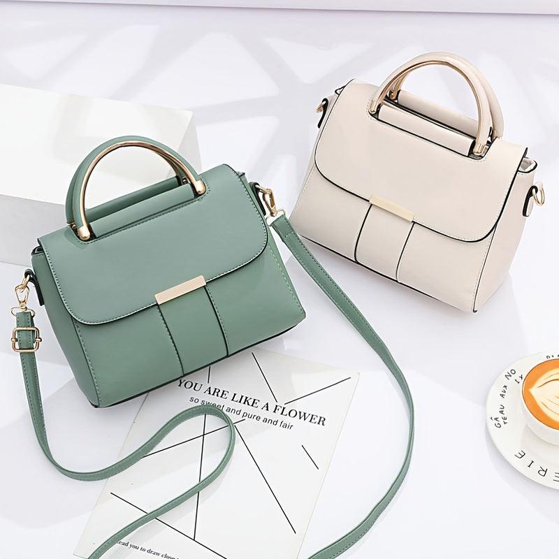 Women's Buckle Decor Shoulder Bag Large Capacity Hand Bag