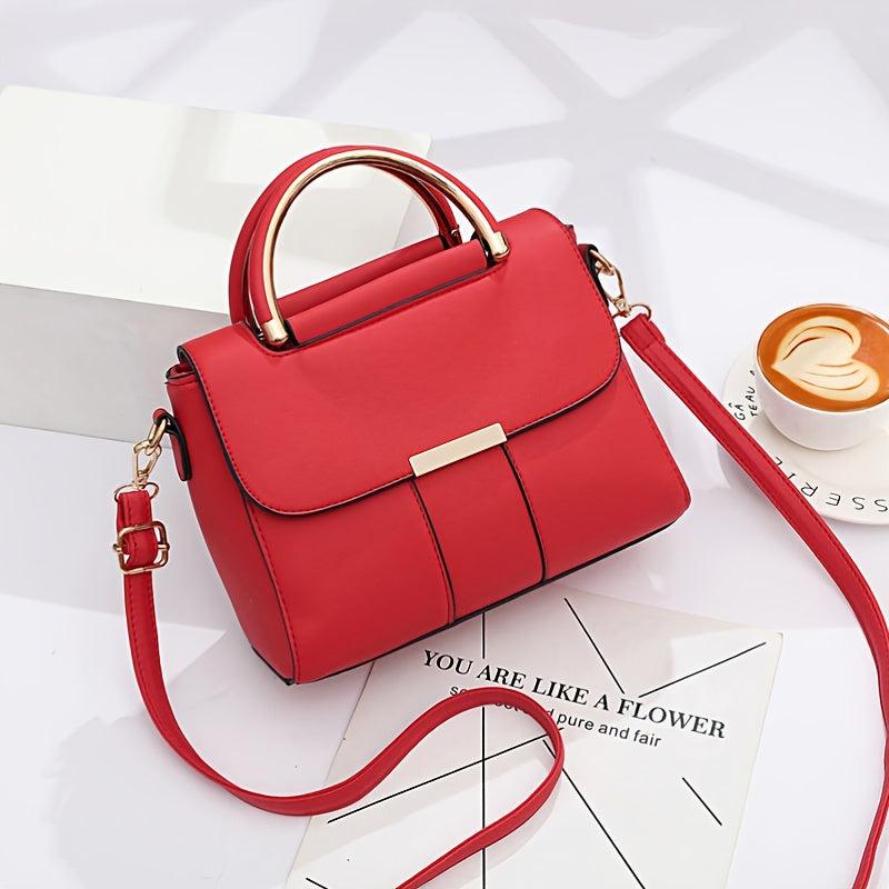 Women's Buckle Decor Shoulder Bag Large Capacity Hand Bag