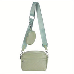 2Pcs Argyle Quilted Bag Set Solid Crossbody Shoulder Bag With Coin Purses