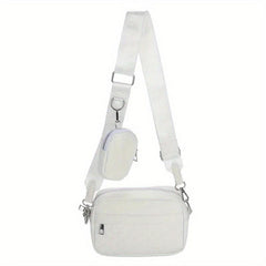 2Pcs Argyle Quilted Bag Set Solid Crossbody Shoulder Bag With Coin Purses