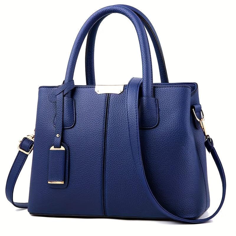 Litchi Embossed Durable Shoulder Bag PU Leather Handbag Large Capacity