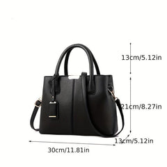 Litchi Embossed Durable Shoulder Bag PU Leather Handbag Large Capacity