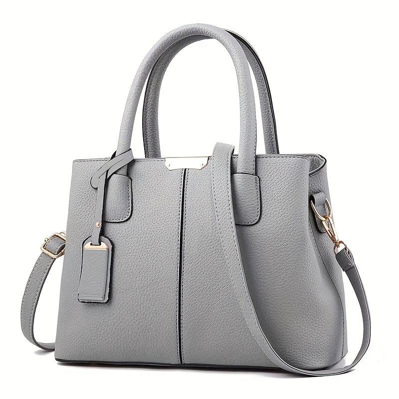 Litchi Embossed Durable Shoulder Bag PU Leather Handbag Large Capacity