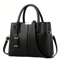 Litchi Embossed Durable Shoulder Bag PU Leather Handbag Large Capacity