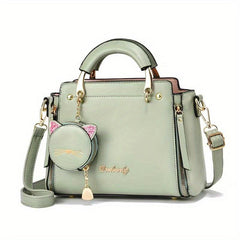 Sweet Cat Handbags PU Crossbody Bag Top Handle Satchel Bag With Coin Purse