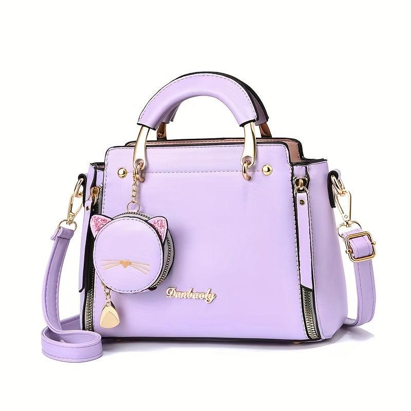 Sweet Cat Handbags PU Crossbody Bag Top Handle Satchel Bag With Coin Purse