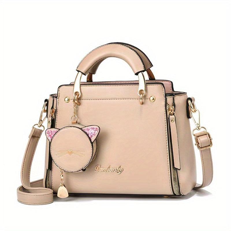 Sweet Cat Handbags PU Crossbody Bag Top Handle Satchel Bag With Coin Purse
