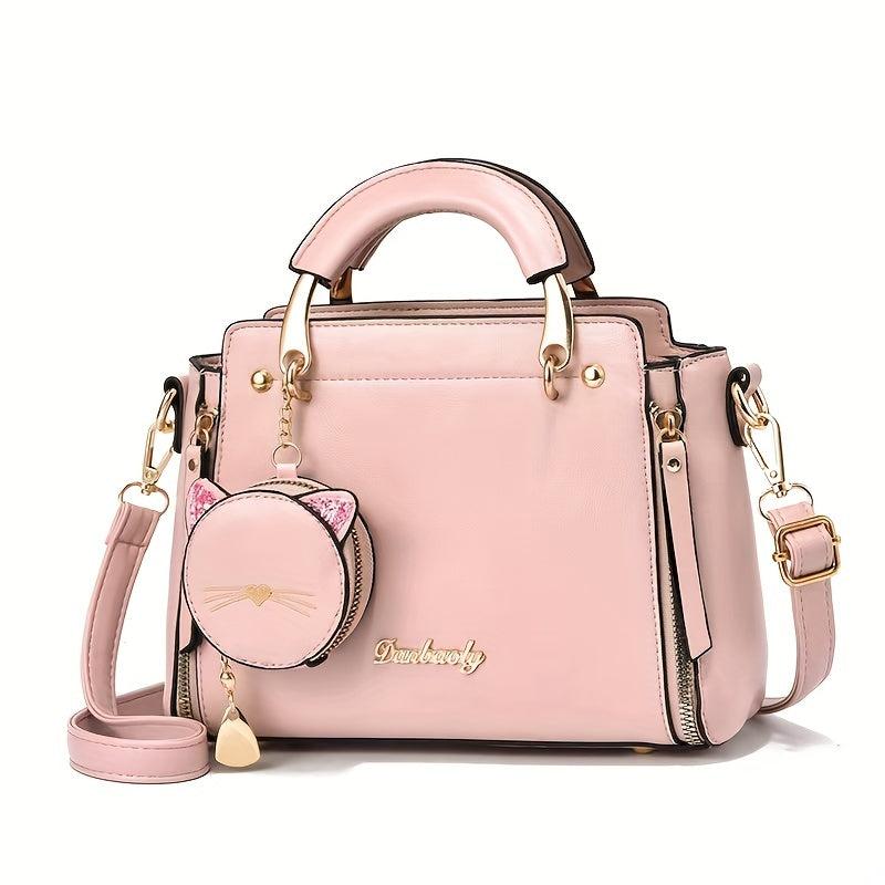 Sweet Cat Handbags PU Crossbody Bag Top Handle Satchel Bag With Coin Purse