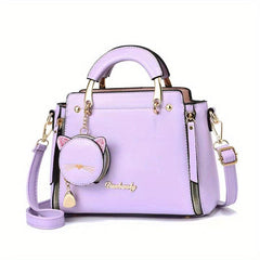 Sweet Cat Handbags PU Crossbody Bag Top Handle Satchel Bag With Coin Purse