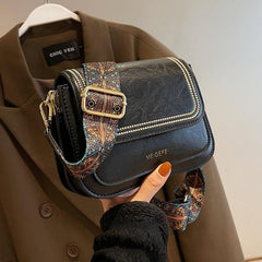 Mini Square Crossbody Bag Retro Style Flap Purse Shoulder Bag