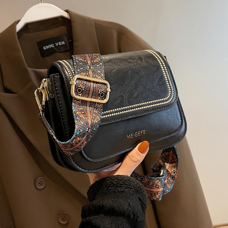 Mini Square Crossbody Bag Retro Style Flap Purse Shoulder Bag