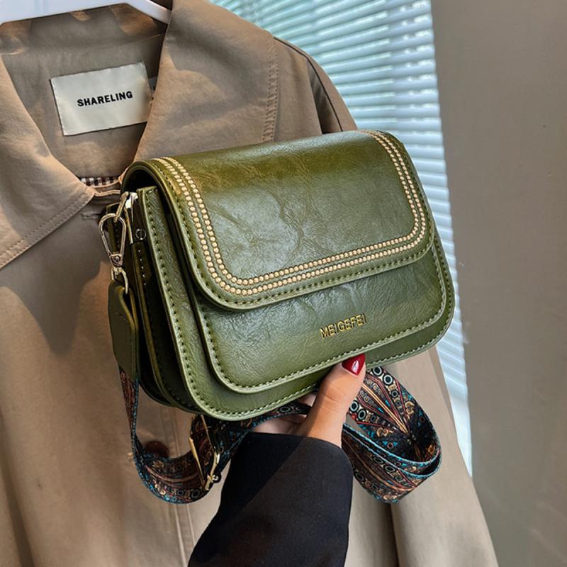 Mini Square Crossbody Bag Retro Style Flap Purse Shoulder Bag