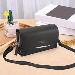Letter Detail Crossbody Bag Faux Leather Shoulder Bag