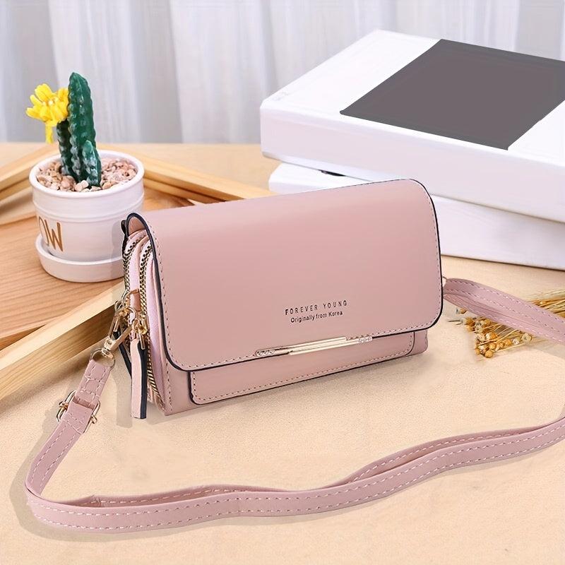 Letter Detail Crossbody Bag Faux Leather Shoulder Bag