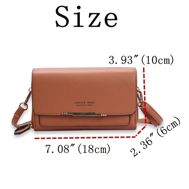 Letter Detail Crossbody Bag Faux Leather Shoulder Bag