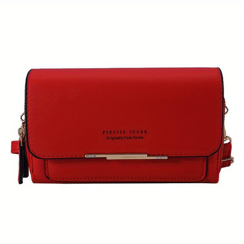 Letter Detail Crossbody Bag Faux Leather Shoulder Bag